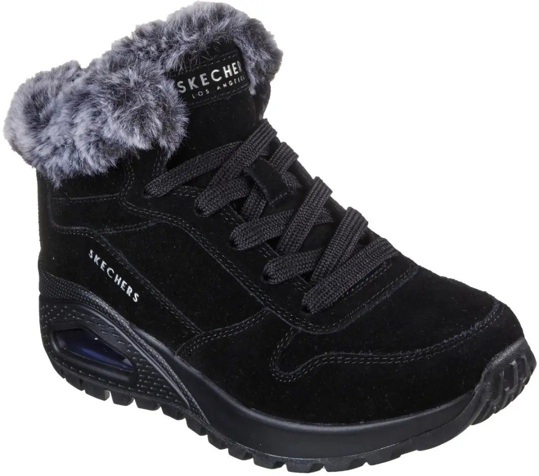 SKECHERS UNO RUGGED-WINTRIN Skechers Dames Snowboots Zwart Leer