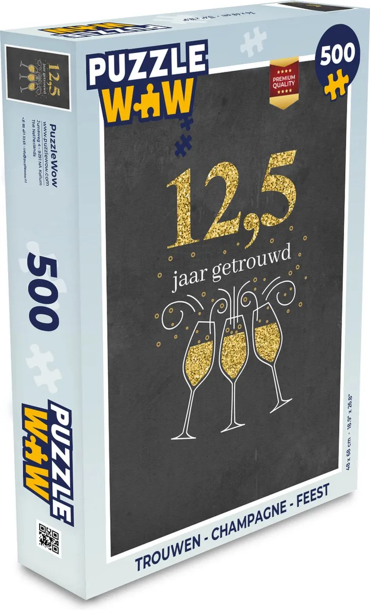 PuzzleWow Legpuzzel 500 Stuks - 12,5 Jaar Huwelijk - Multicolor