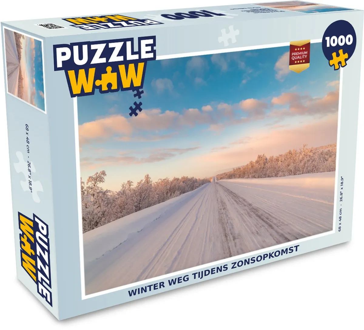 PuzzleWow Legpuzzel 1000 Stuks - Besneeuwde Weg Finland