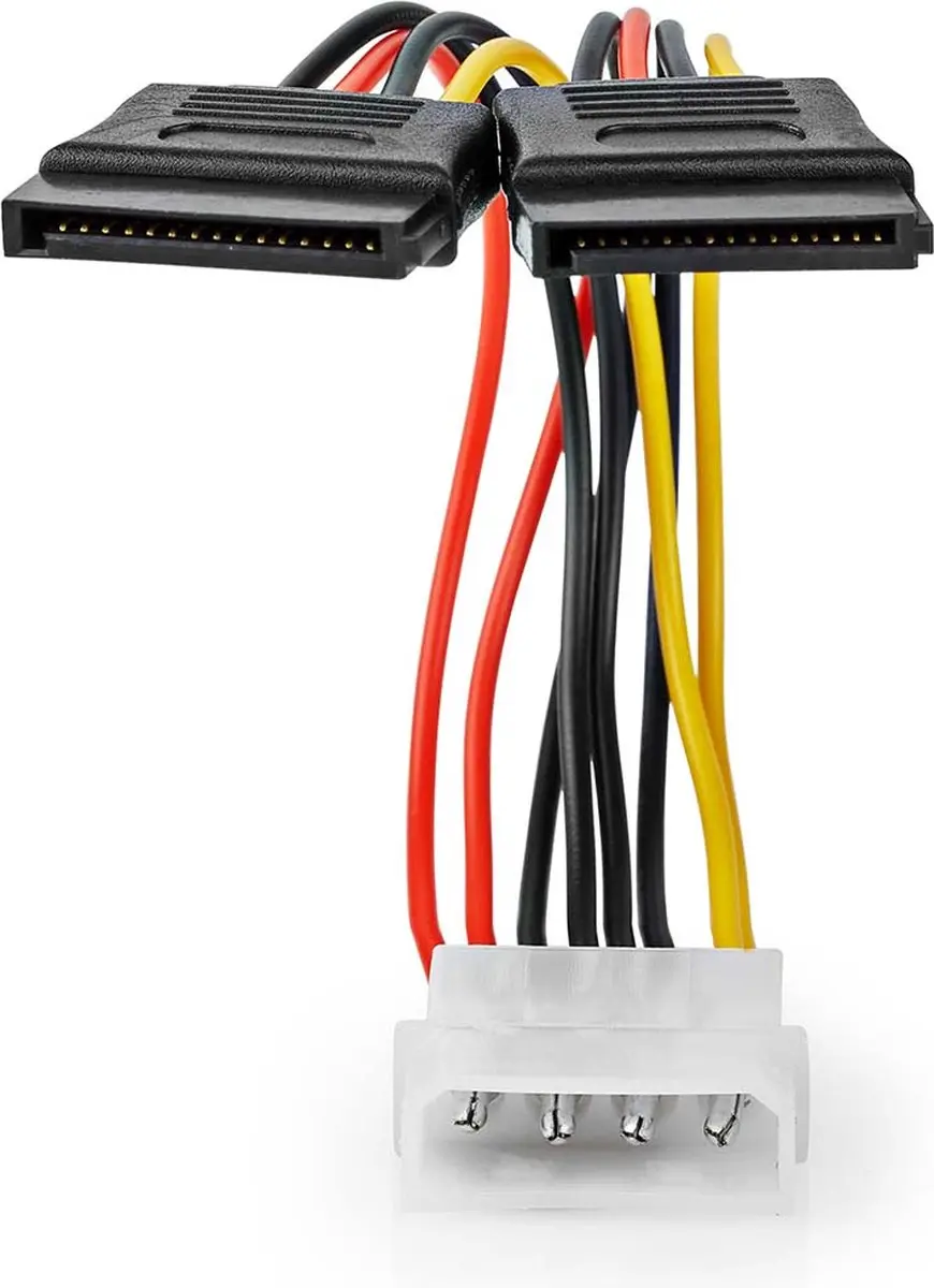 Nedis CCGB73520VA015 Voedingskabel - Molex Male 2x SATA Female - 15cm - Verguld - Multicolor