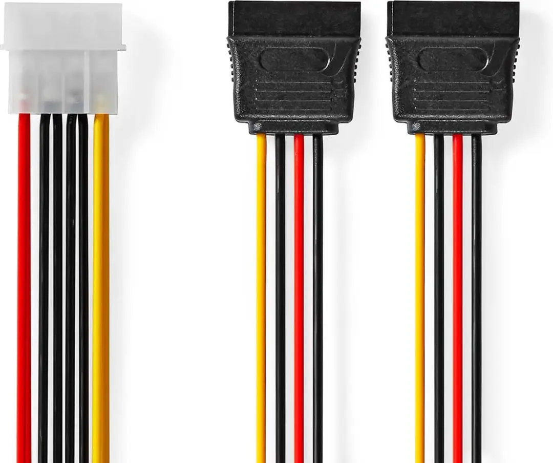Nedis CCGB73520VA015 Voedingskabel - Molex Male 2x SATA Female - 15cm - Verguld - Multicolor