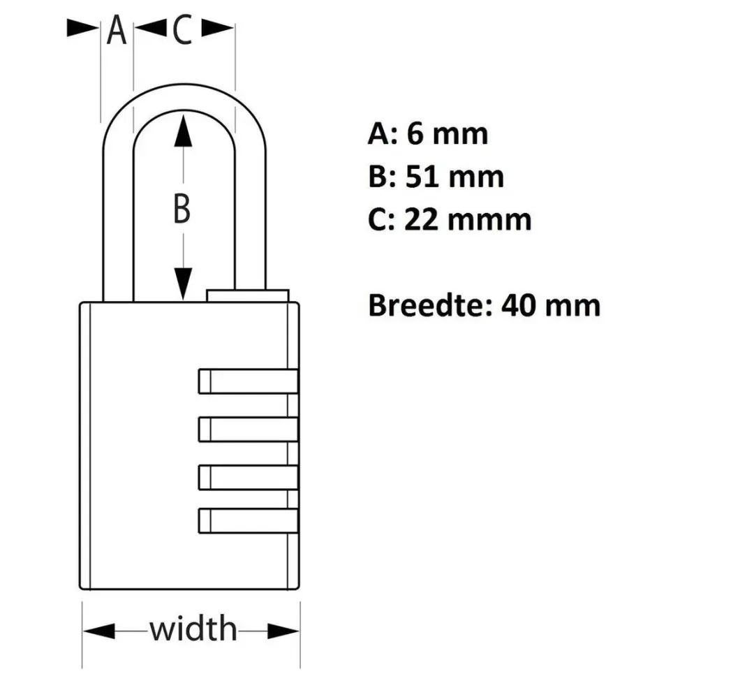 MasterLock Hangslot 7640EURDBLKLH - Zwart - 40mm - afbeelding 2 van 6