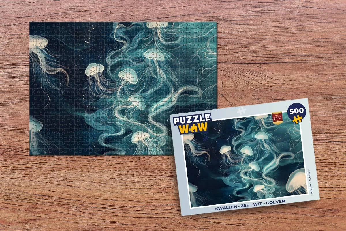 PuzzleWow Kwallen Zee Legpuzzel 500 Stuks - Wit
