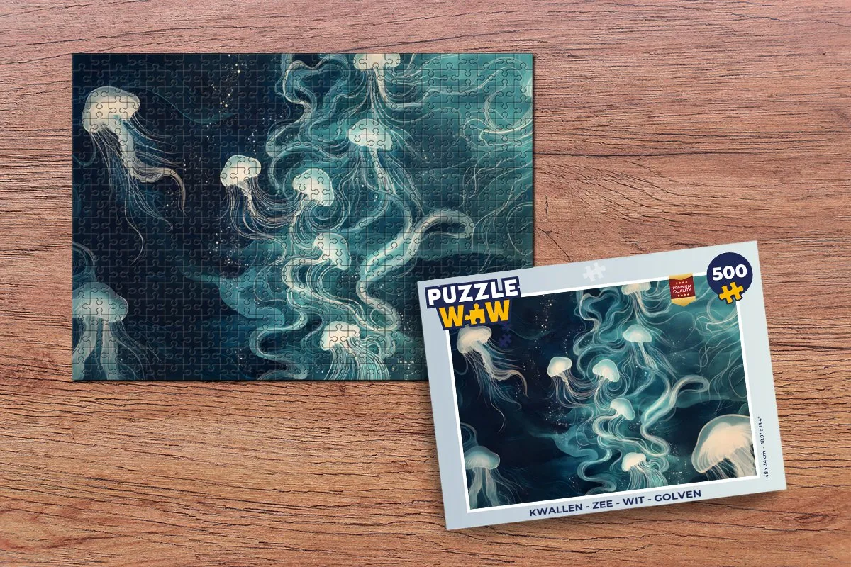 PuzzleWow Kwallen Zee Legpuzzel 500 Stuks - Wit