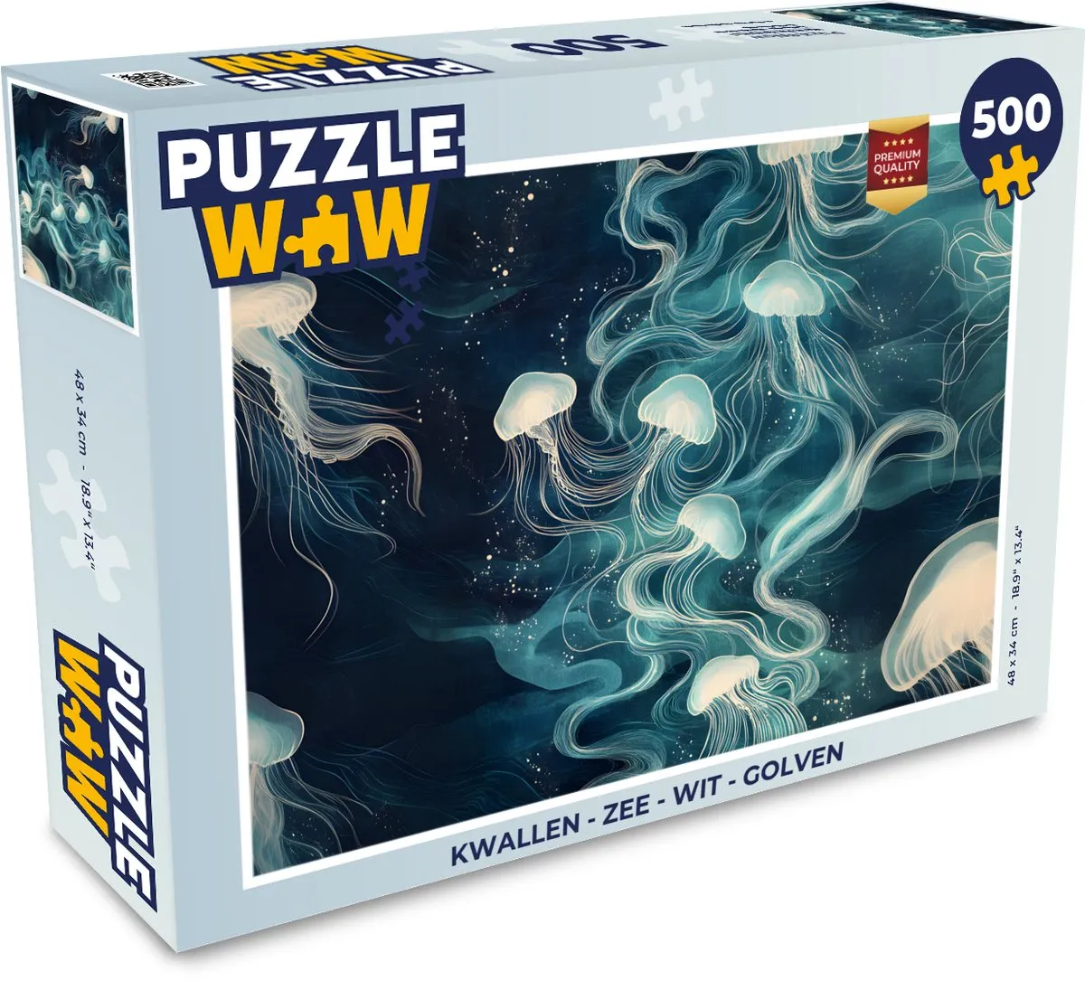 PuzzleWow Kwallen Zee Legpuzzel 500 Stuks - Wit