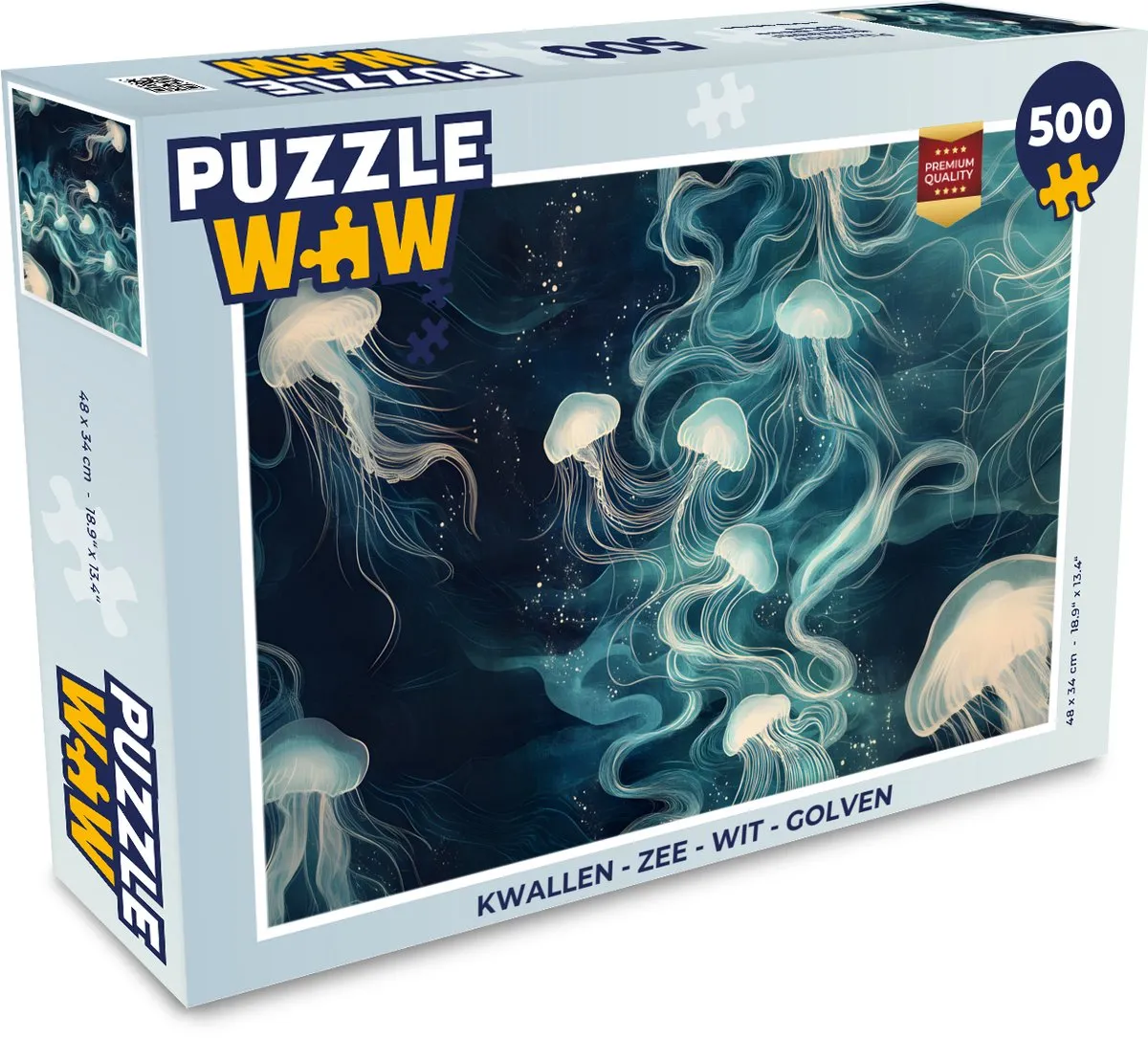 PuzzleWow Kwallen Zee Legpuzzel 500 Stuks - Wit