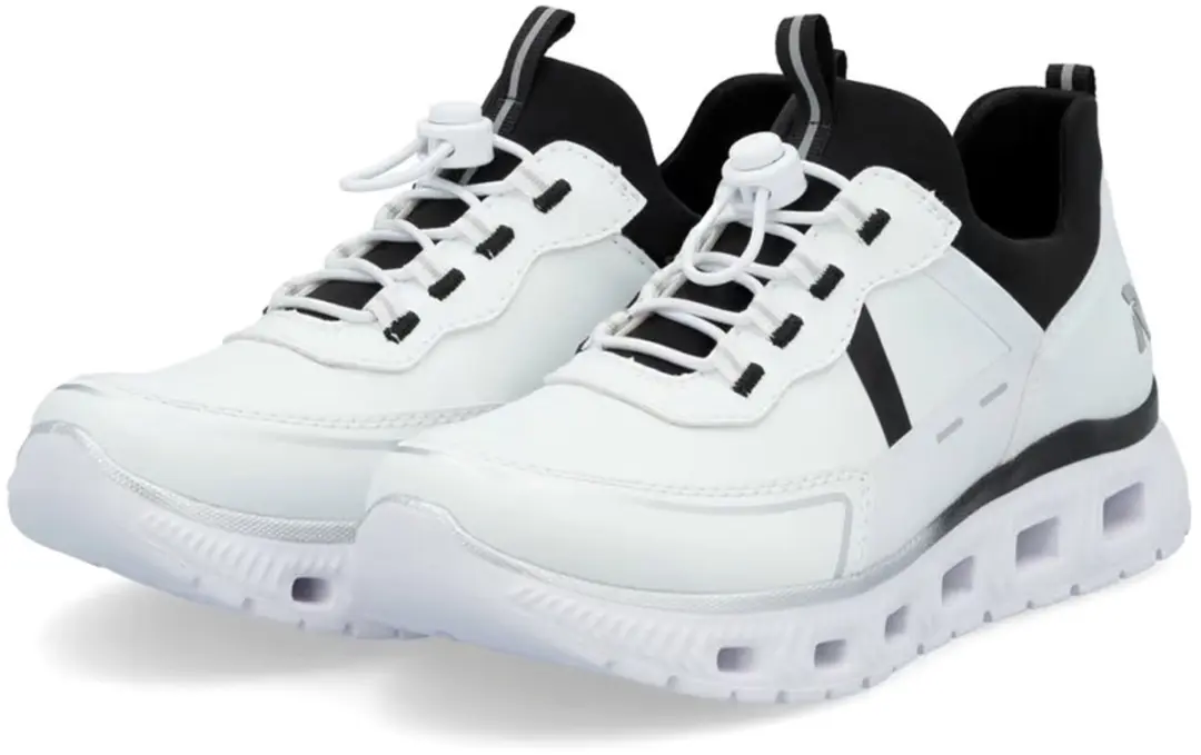 Rieker Dames EDINA Sneaker Vegan MemoSoft M6062-80 White Combi