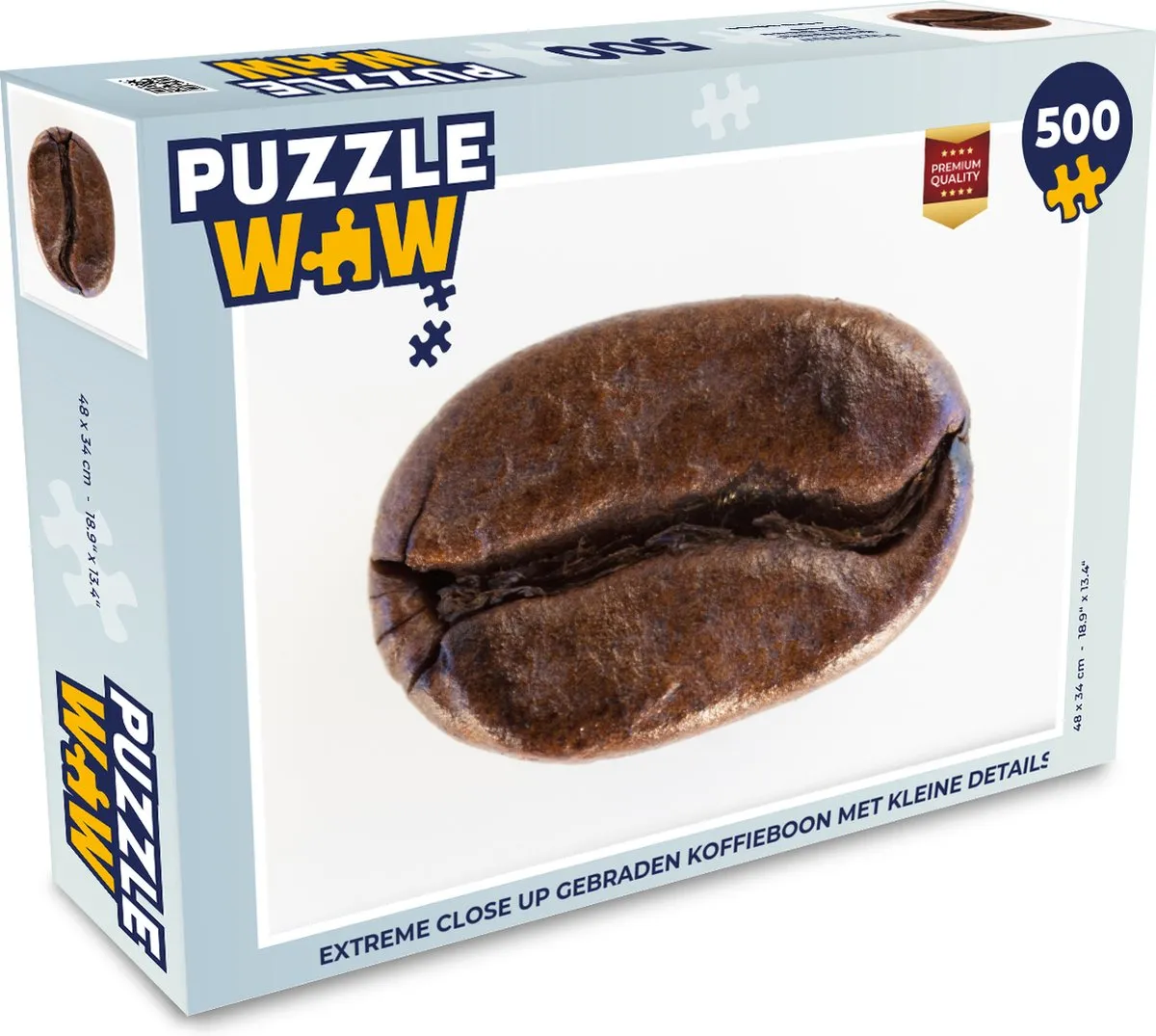 PuzzleWow Puzzel Extreme Close Up Gebraden Koffieboon 500 Stuks - Multicolor