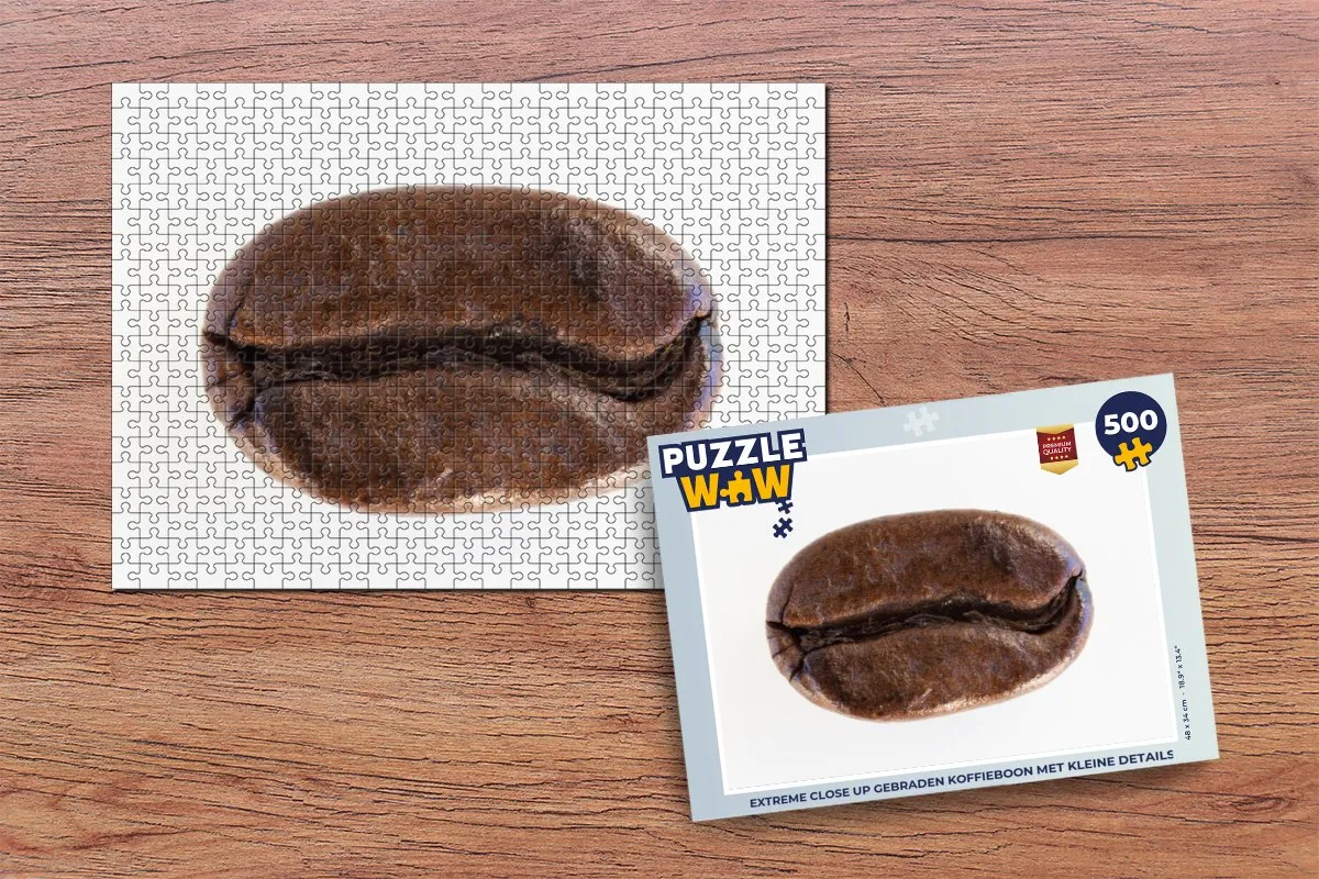 PuzzleWow Puzzel Extreme Close Up Gebraden Koffieboon 500 Stuks - Multicolor