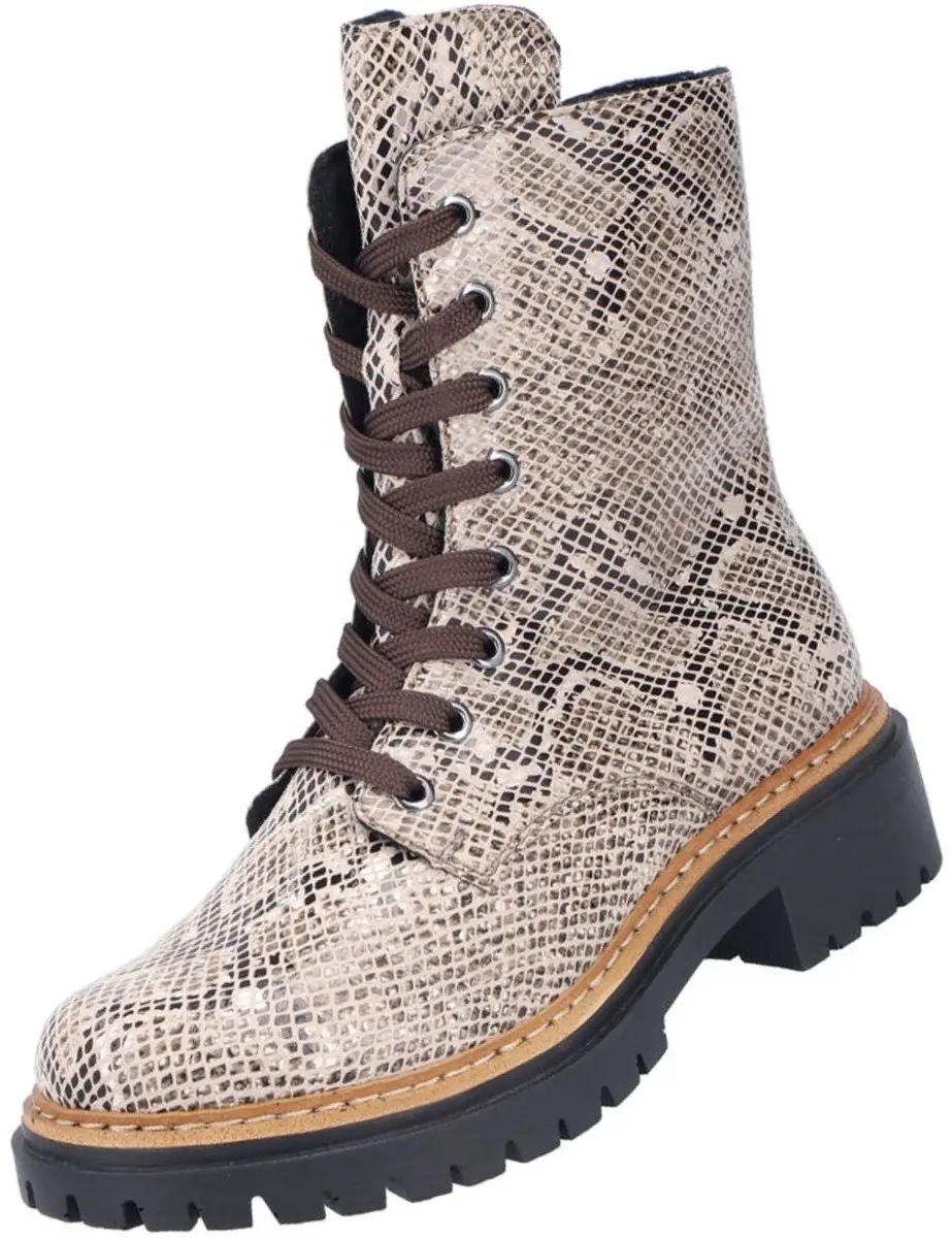 Rieker Veterboot 72627-64 Beige Slangen Print
