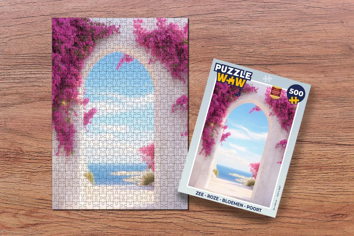 PuzzleWow Zee Poort Puzzel 500 Stuks - Roze Bloemen