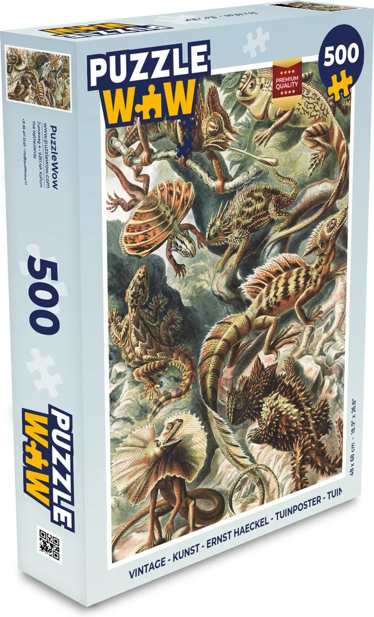 PuzzleWow Vintage Salamanders Legpuzzel 500 Stuks - Ernst Haeckel - Multicolor