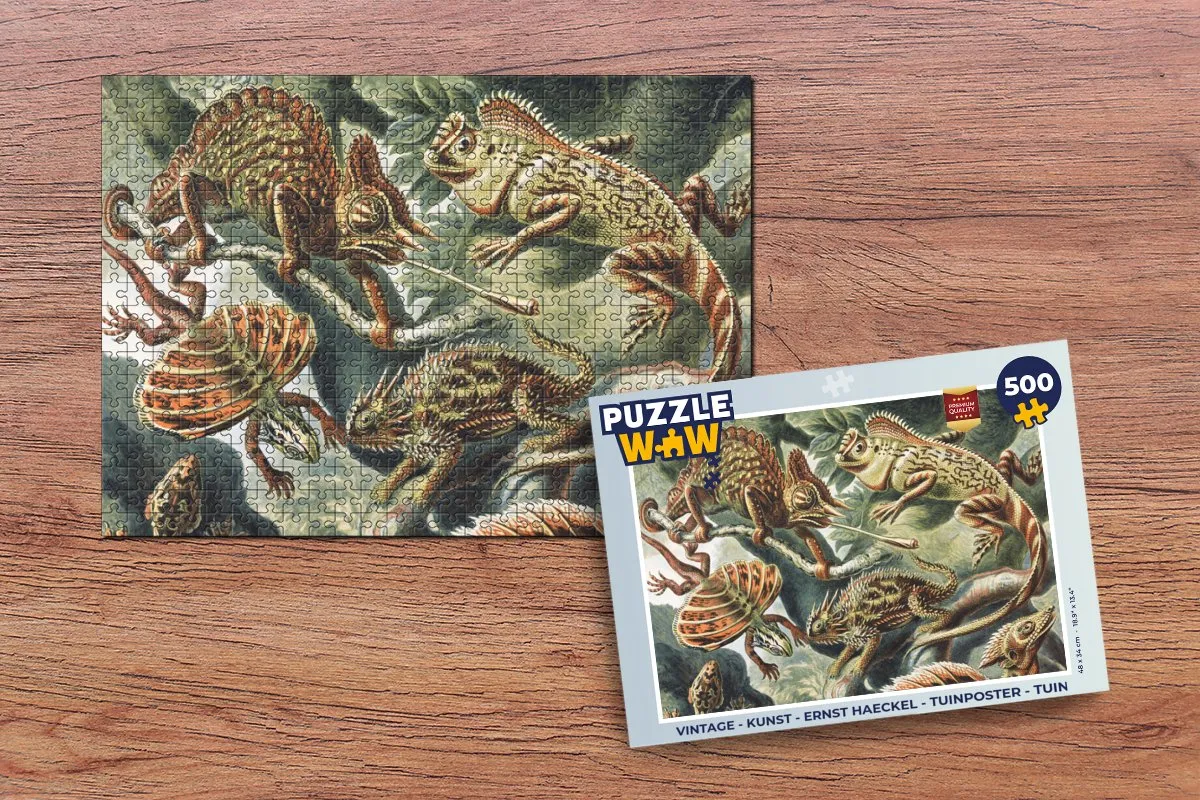 PuzzleWow Vintage Salamanders Legpuzzel 500 Stuks - Ernst Haeckel - Multicolor