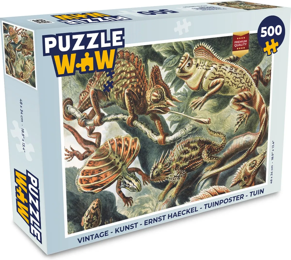 PuzzleWow Vintage Salamanders Legpuzzel 500 Stuks - Ernst Haeckel - Multicolor