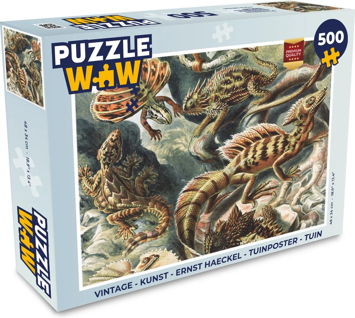 PuzzleWow Vintage Salamanders Legpuzzel 500 Stuks - Ernst Haeckel - Multicolor