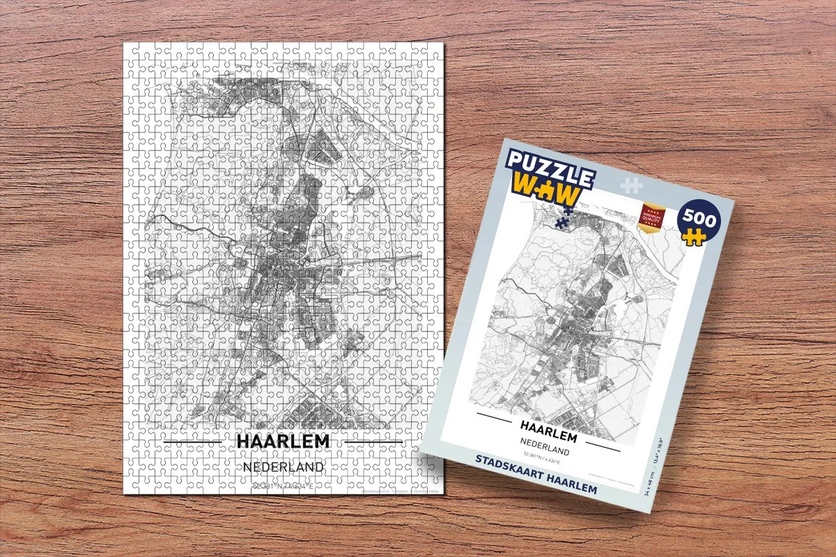 PuzzleWow Stadskaart Haarlem Legpuzzel 500 Stuks - Multicolor