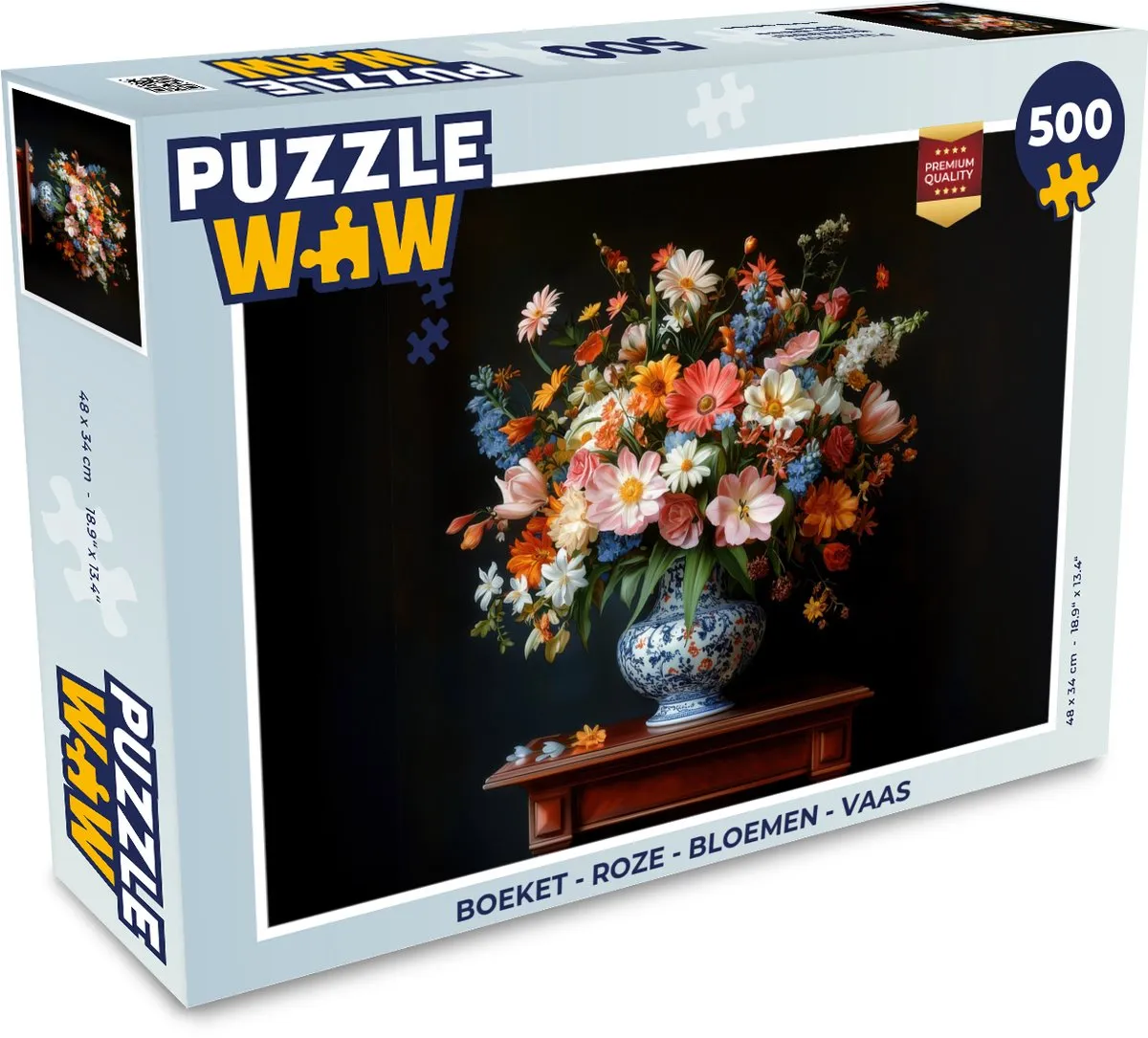 PuzzleWow Boeket Legpuzzel 500 Stuks - Roze Bloemen