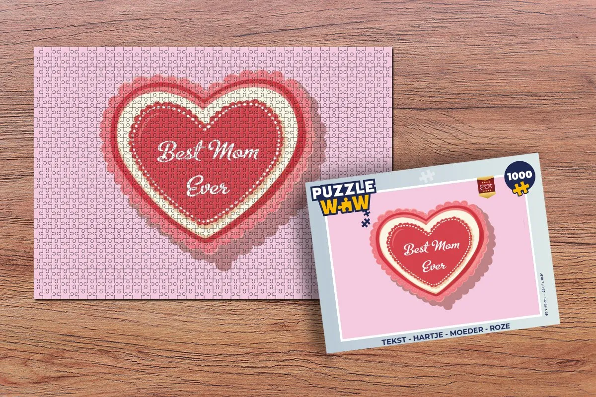 PuzzleWow Legpuzzel Hartje Moeder 1000 Stuks - Roze