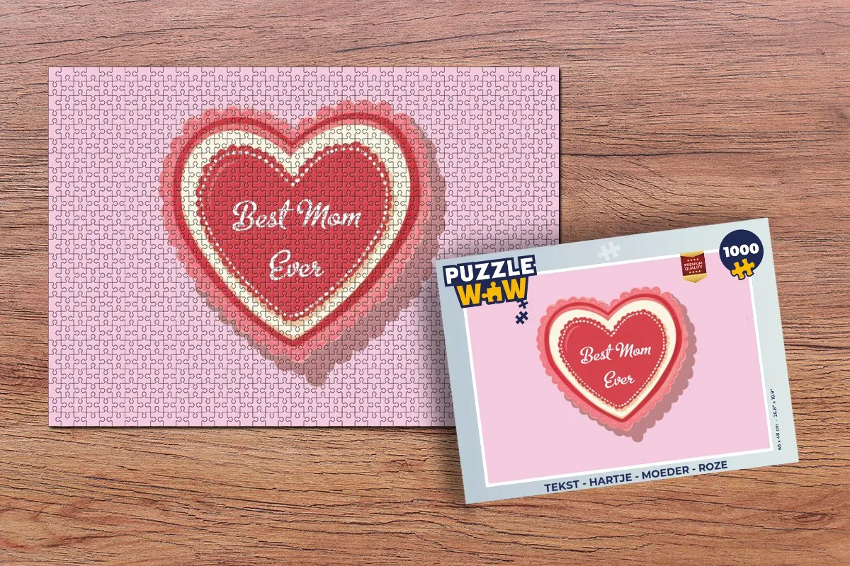 PuzzleWow Legpuzzel Hartje Moeder 1000 Stuks - Roze
