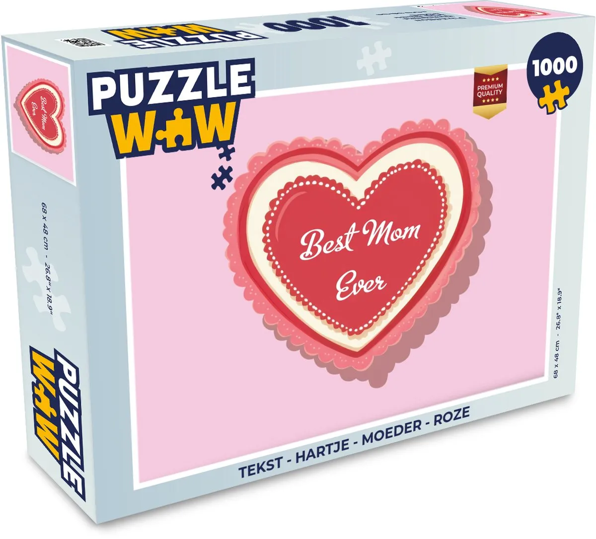 PuzzleWow Legpuzzel Hartje Moeder 1000 Stuks - Roze