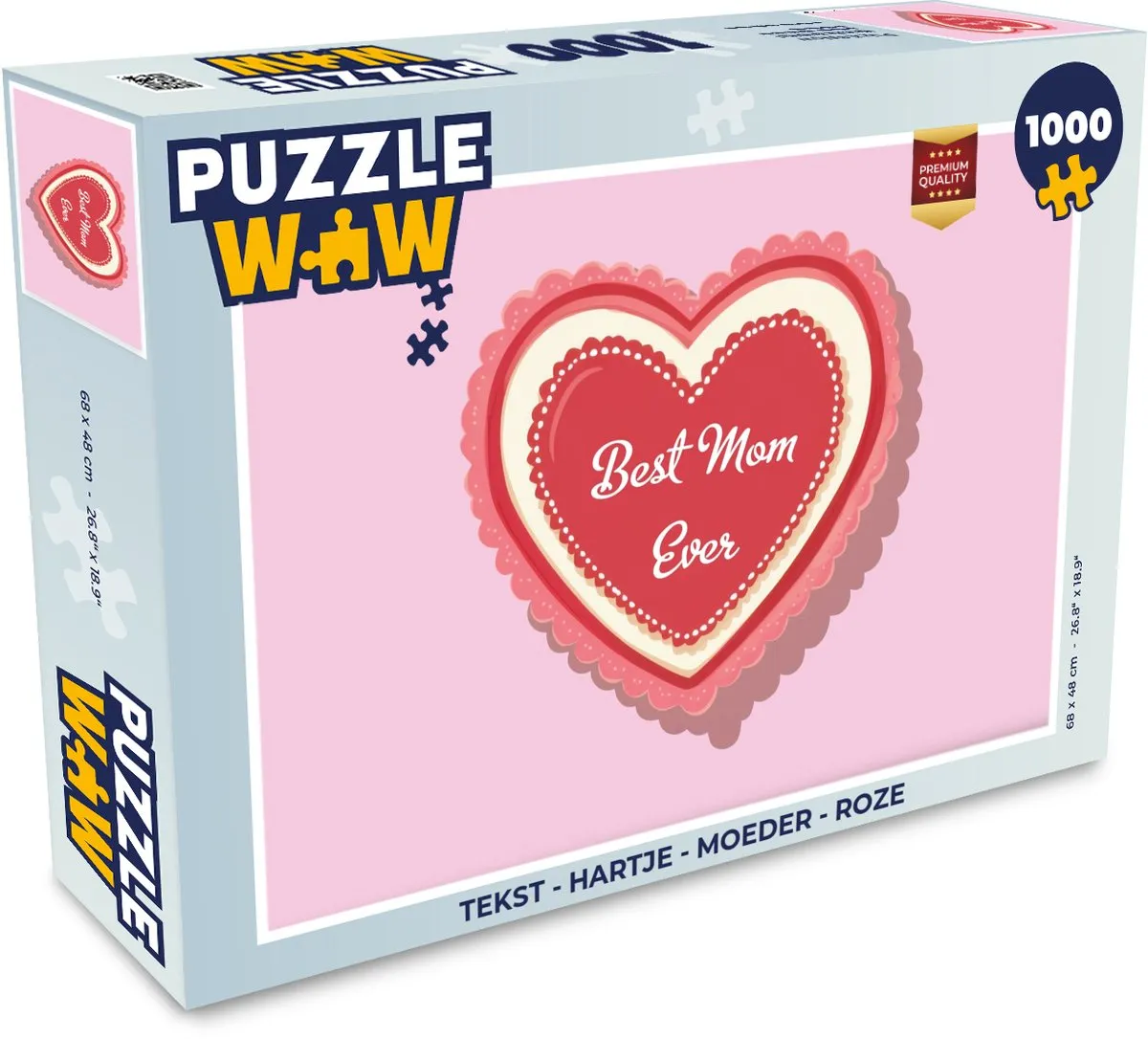 PuzzleWow Legpuzzel Hartje Moeder 1000 Stuks - Roze