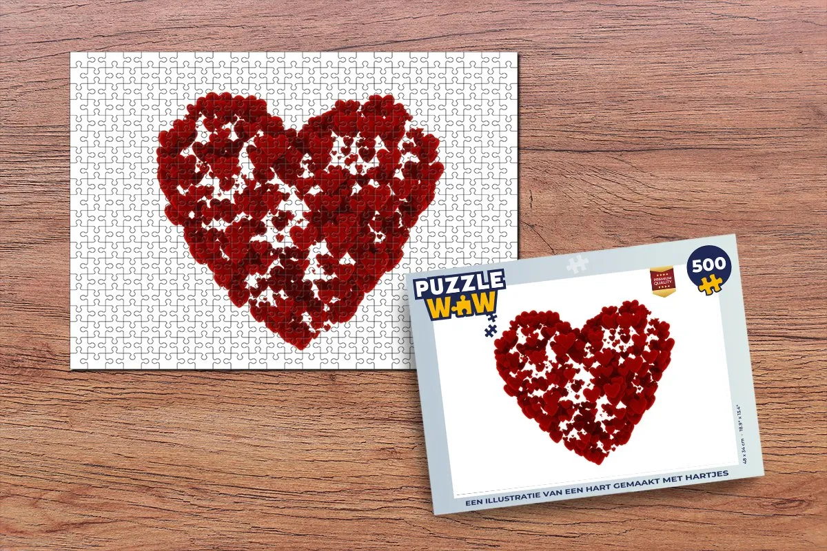 PuzzleWow Legpuzzel Hartjes 500 Stuks - Multicolor