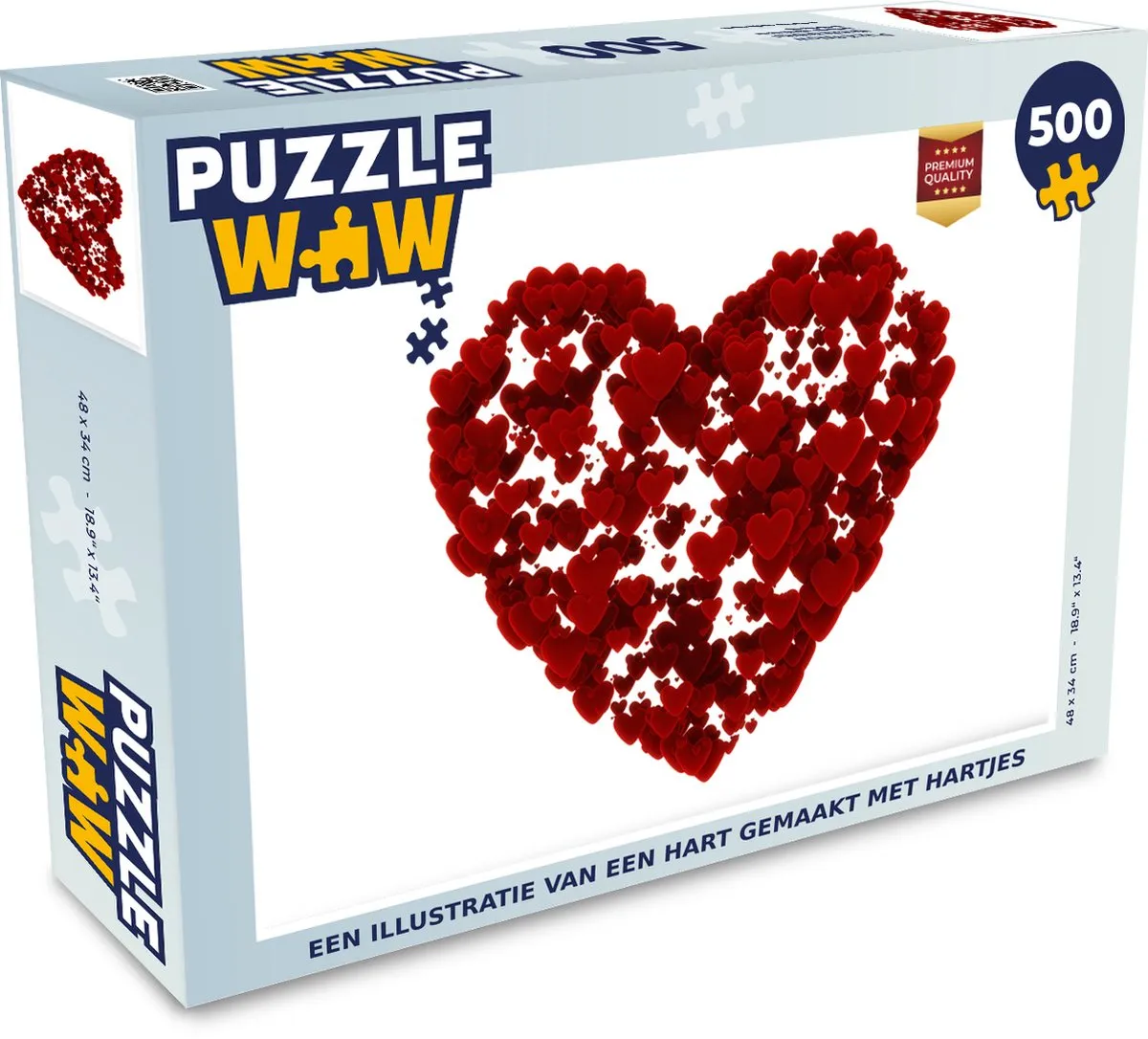 PuzzleWow Legpuzzel Hartjes 500 Stuks - Multicolor