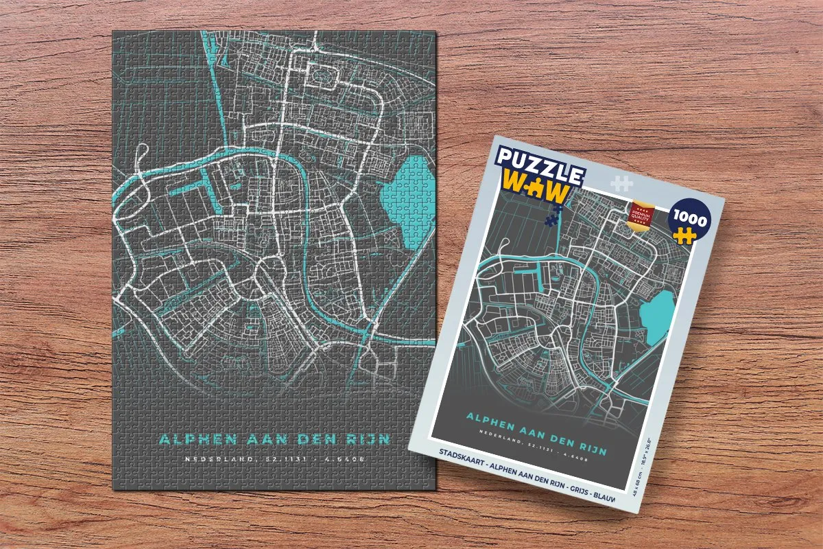 PuzzleWow Stadskaart Alphen aan den Rijn Legpuzzel 1000 Stuks