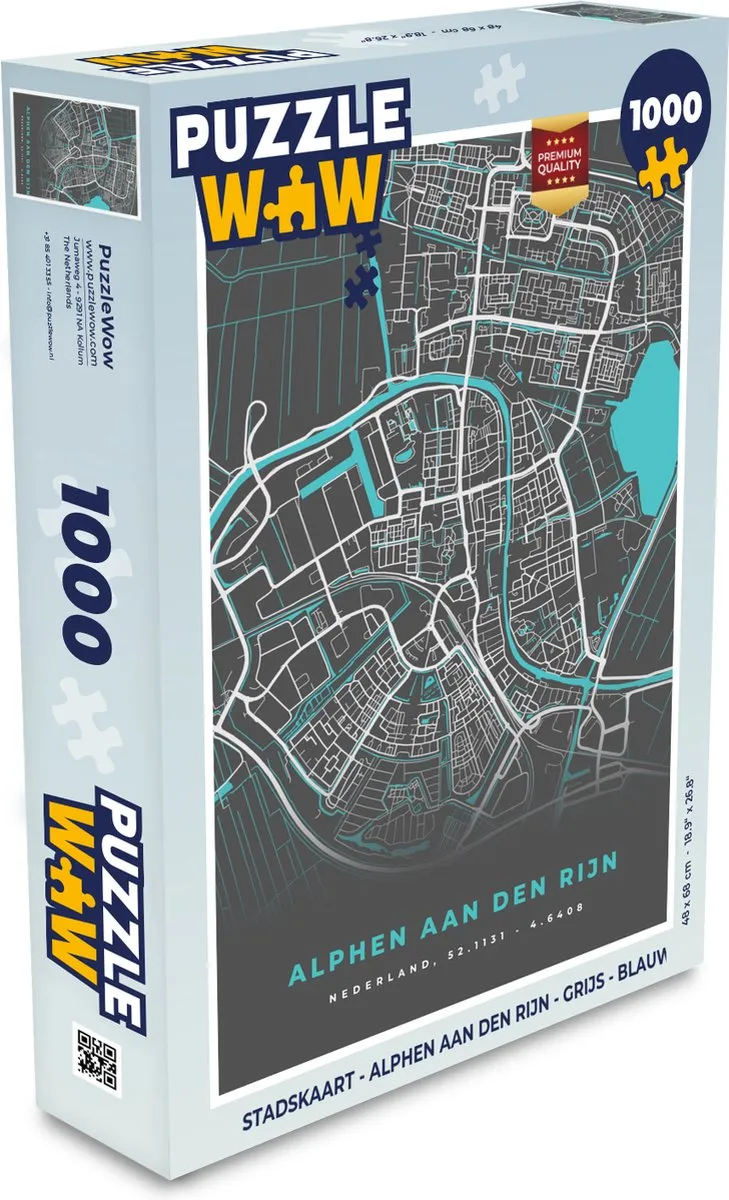 PuzzleWow Stadskaart Alphen aan den Rijn Legpuzzel 1000 Stuks