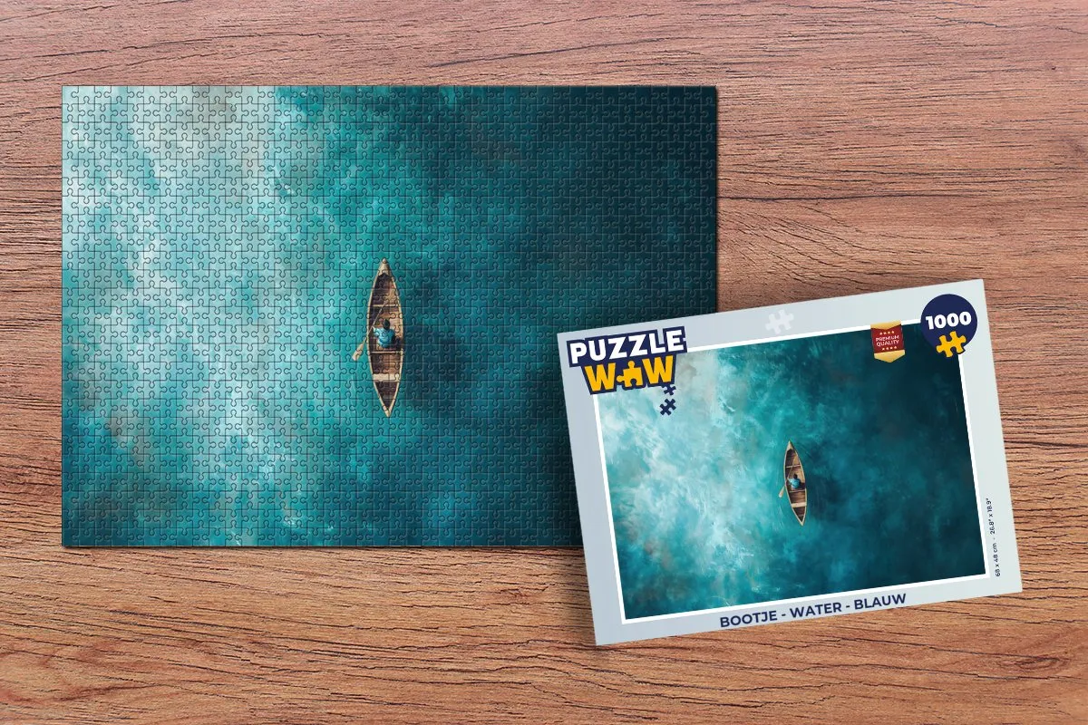 PuzzleWow Bootje Water Legpuzzel 1000 Stuks - Blauw