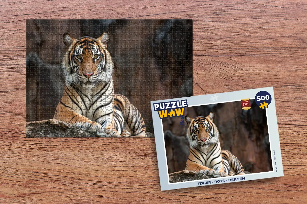 PuzzleWow Tijger Rots Bergen Legpuzzel 500 Stuks - Multicolor
