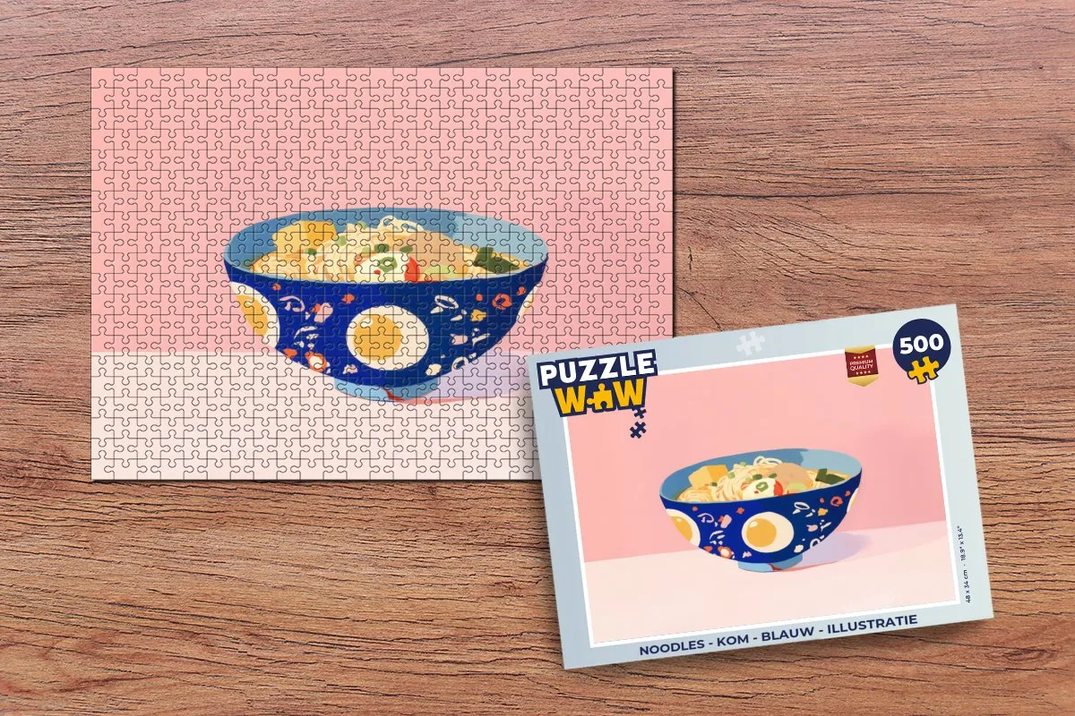 PuzzleWow Noodles Kom Legpuzzel 500 Stuks - Blauw