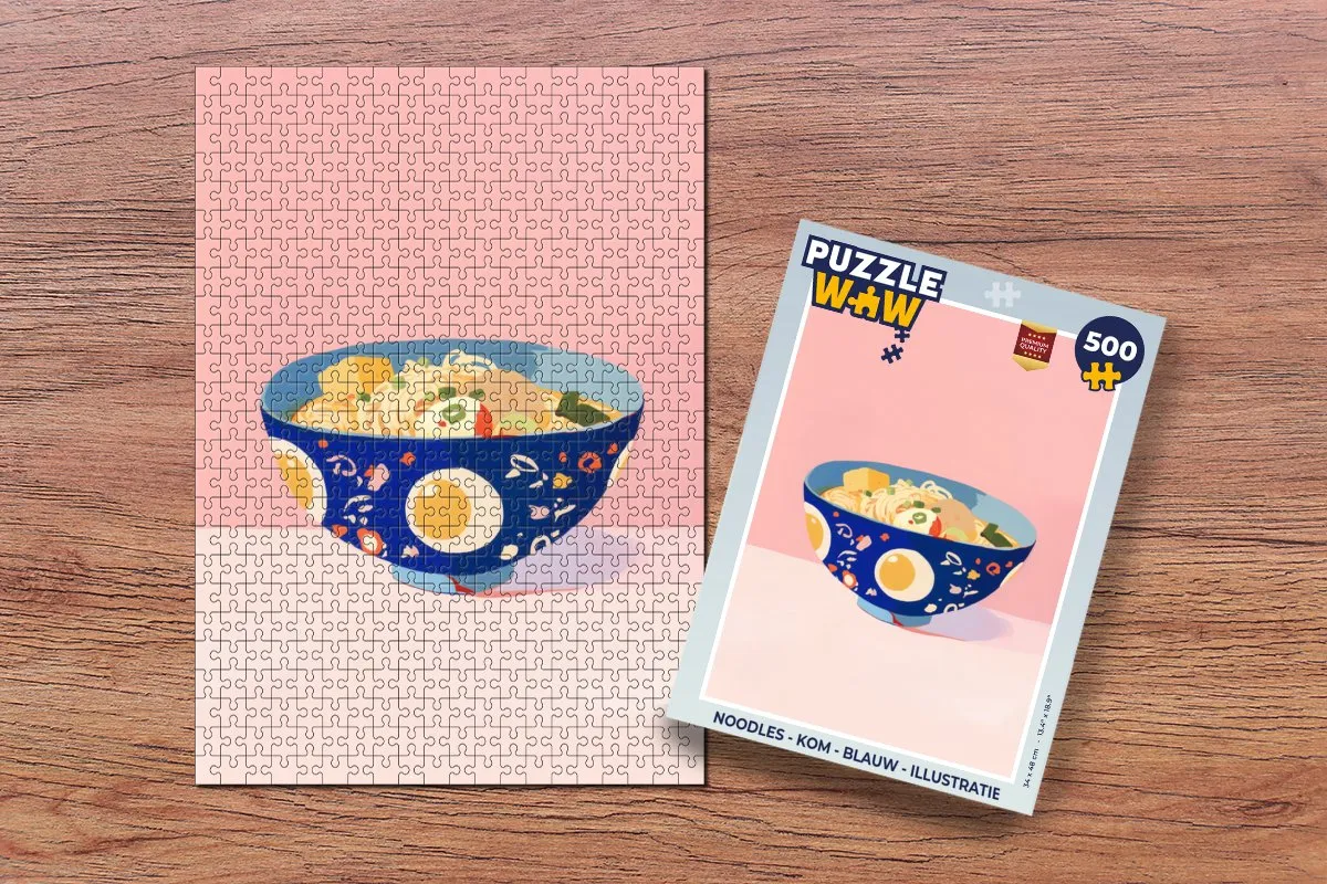 PuzzleWow Noodles Kom Legpuzzel 500 Stuks - Blauw