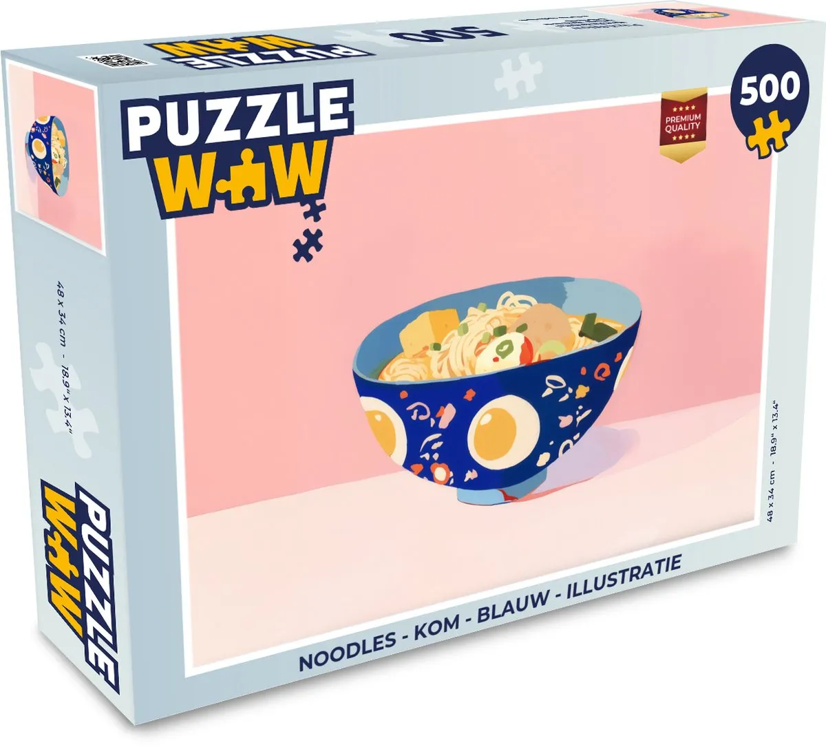 PuzzleWow Noodles Kom Legpuzzel 500 Stuks - Blauw