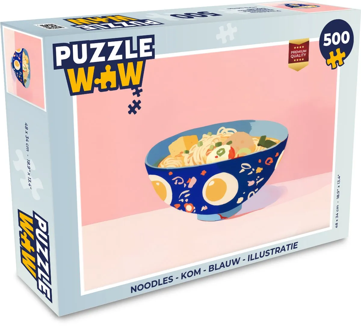 PuzzleWow Noodles Kom Legpuzzel 500 Stuks - Blauw
