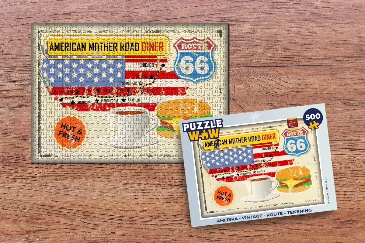 PuzzleWow Amerika Vintage Route Legpuzzel 500 Stuks - Multicolor