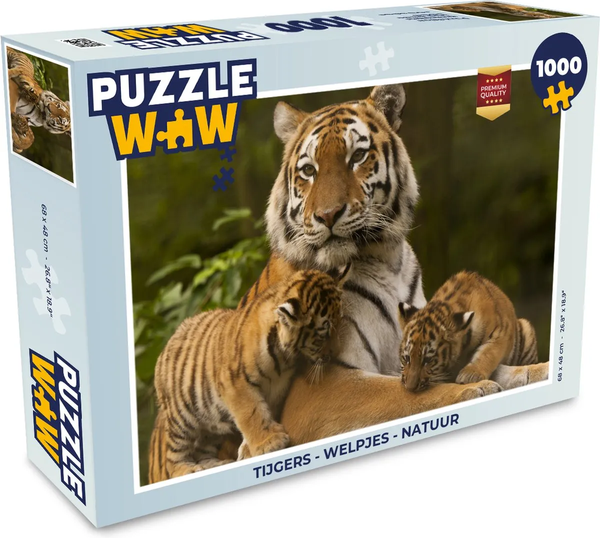 PuzzleWow Tijgers Welpjes Natuur Legpuzzel 1000 Stuks - Multicolor
