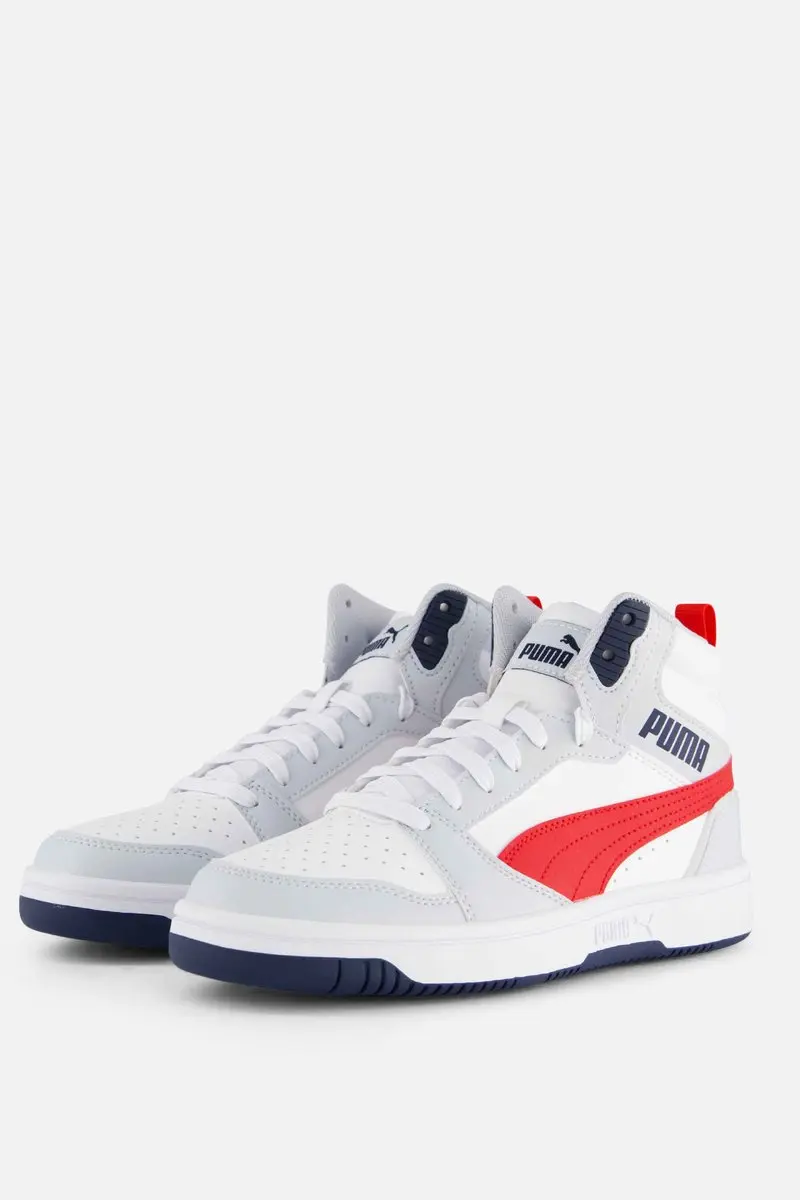 Puma Rebound v6 Mid Sneakers wit Imitatieleer