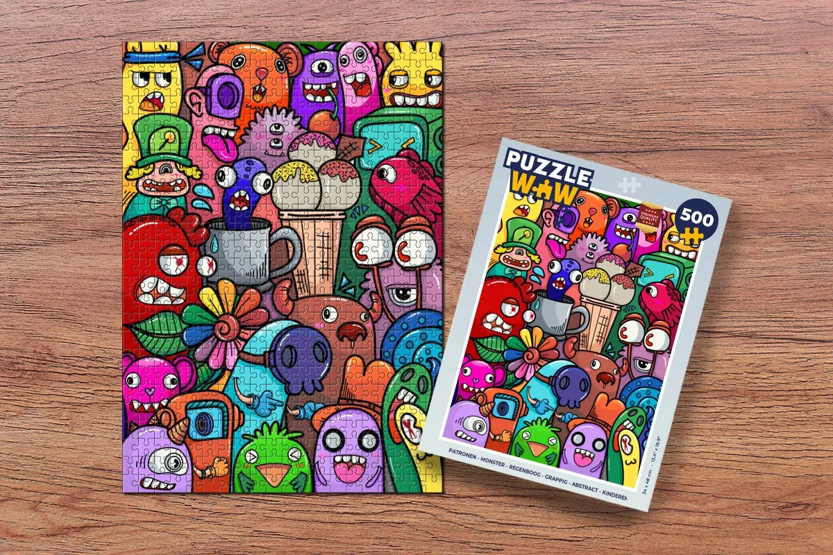 PuzzleWow Monster Regenboog Legpuzzel 500 Stuks - Multicolor