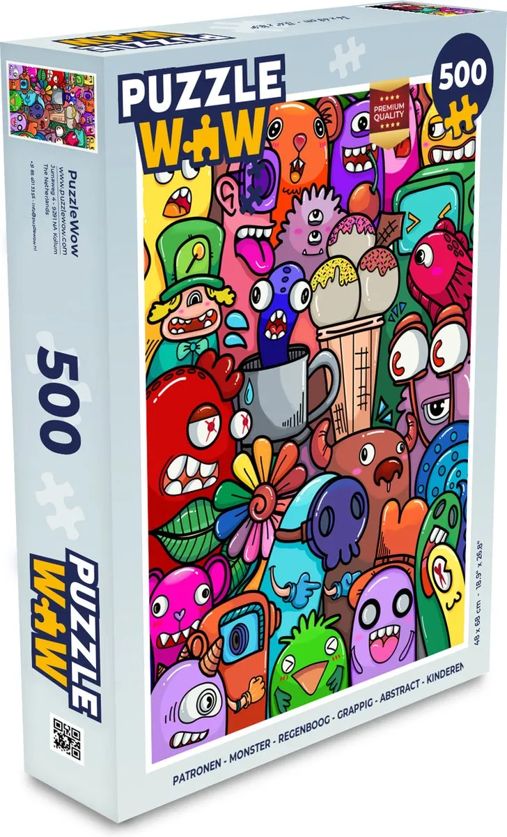 PuzzleWow Monster Regenboog Legpuzzel 500 Stuks - Multicolor