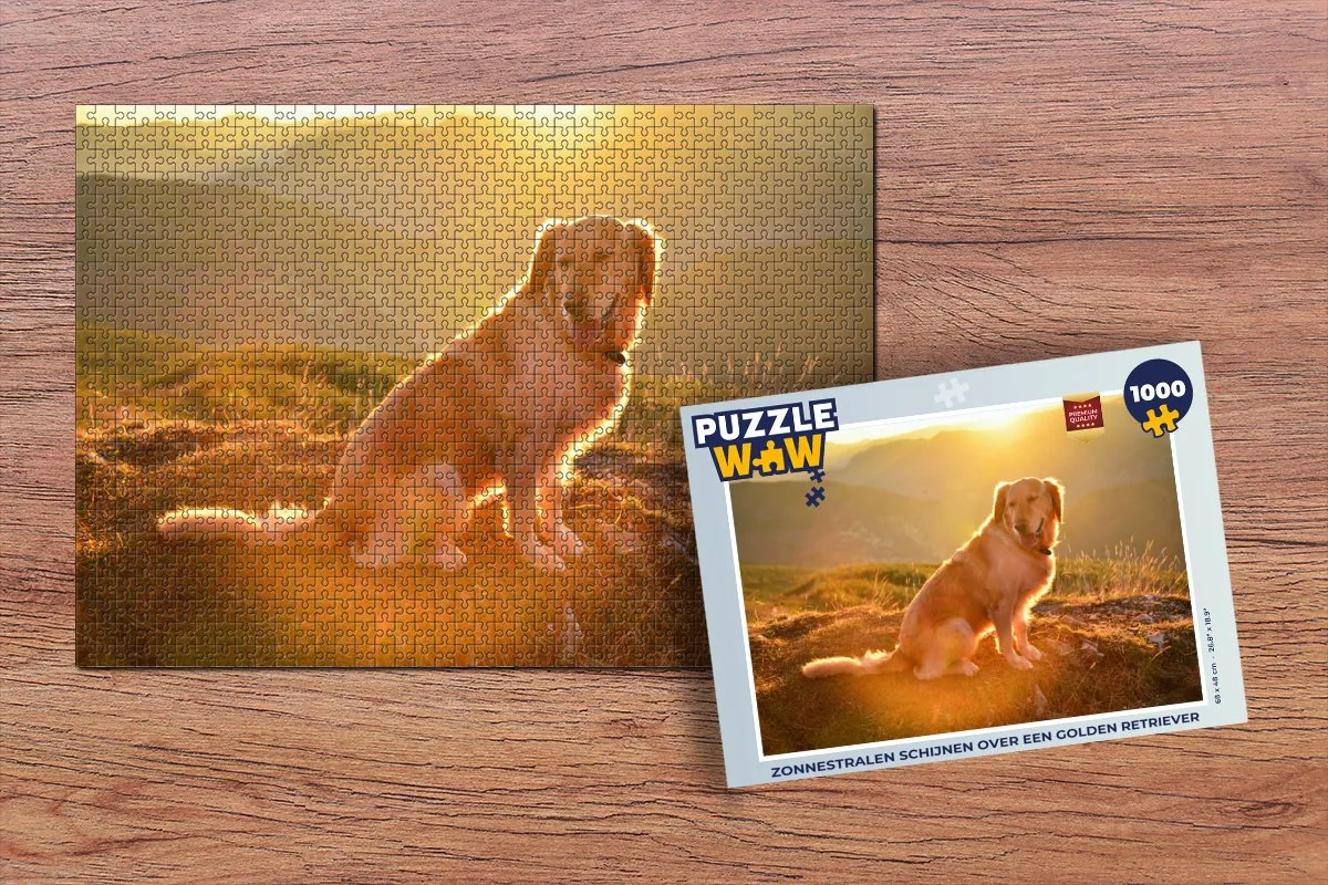 PuzzleWow Legpuzzel 1000 Stuks - Golden Retriever Multicolor