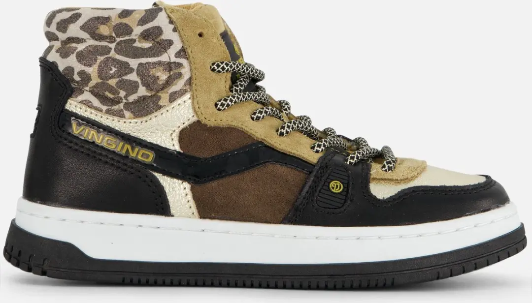 Vingino Maxime Mid Sneakers zwart Leer