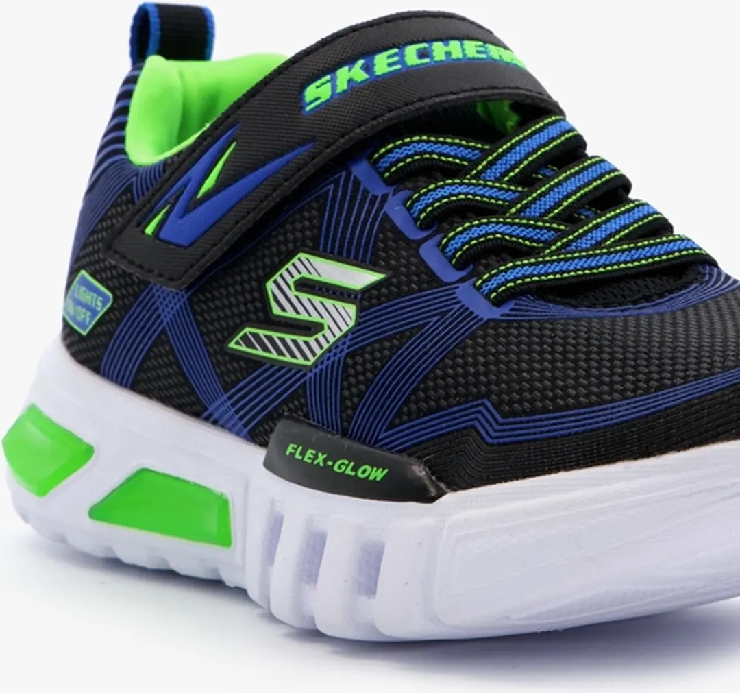 Skechers Flex-Glow Jongens Sneakers - 32 - Black/Blue/Lime - afbeelding 6 van 6