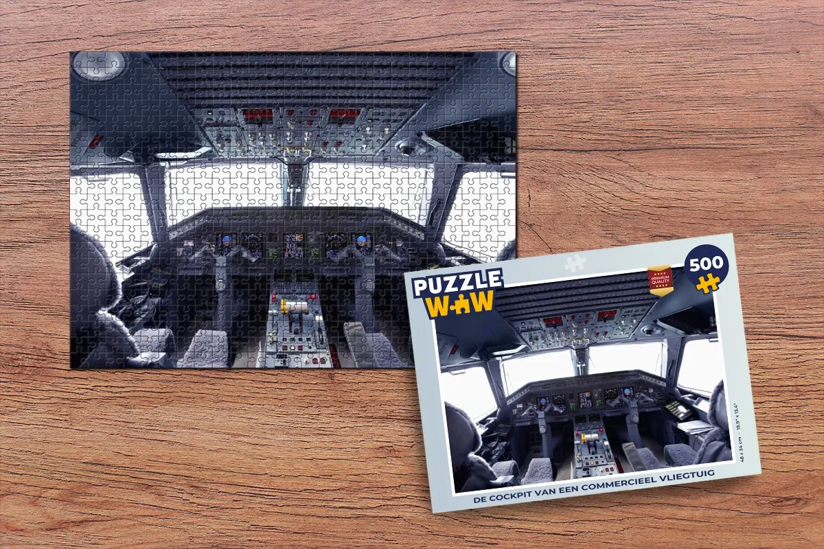 PuzzleWow De Cockpit van een Commercieel Vliegtuig Legpuzzel 500 Stuks - Multicolor