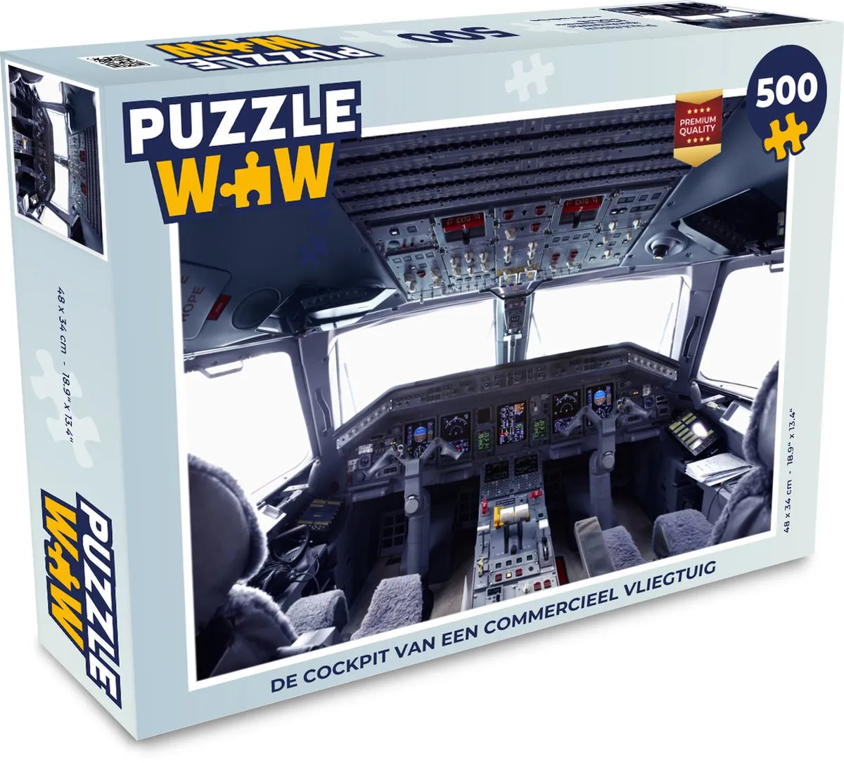PuzzleWow De Cockpit van een Commercieel Vliegtuig Legpuzzel 500 Stuks - Multicolor