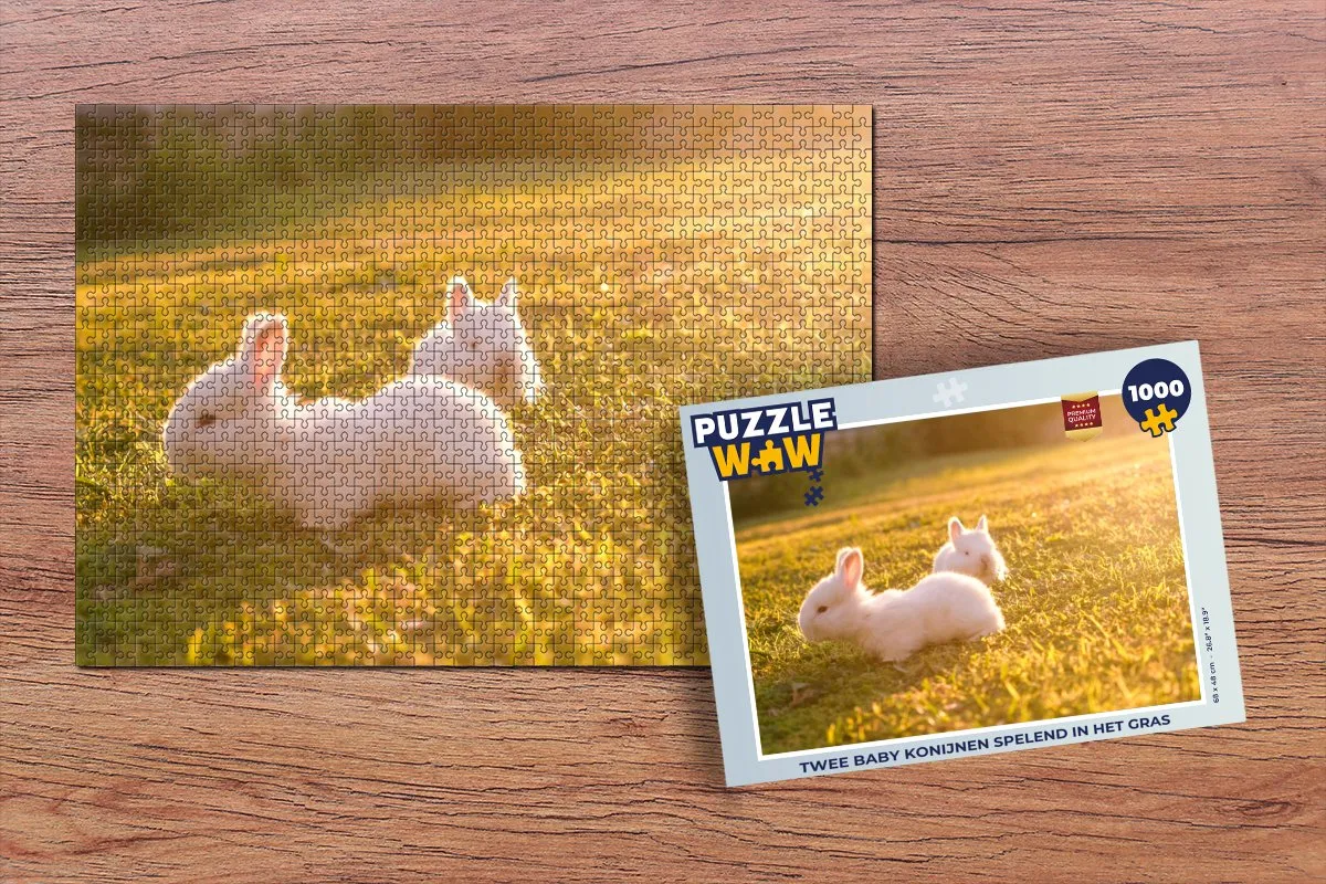 PuzzleWow Konijnen Baby Legpuzzel 1000 Stuks - Multicolor