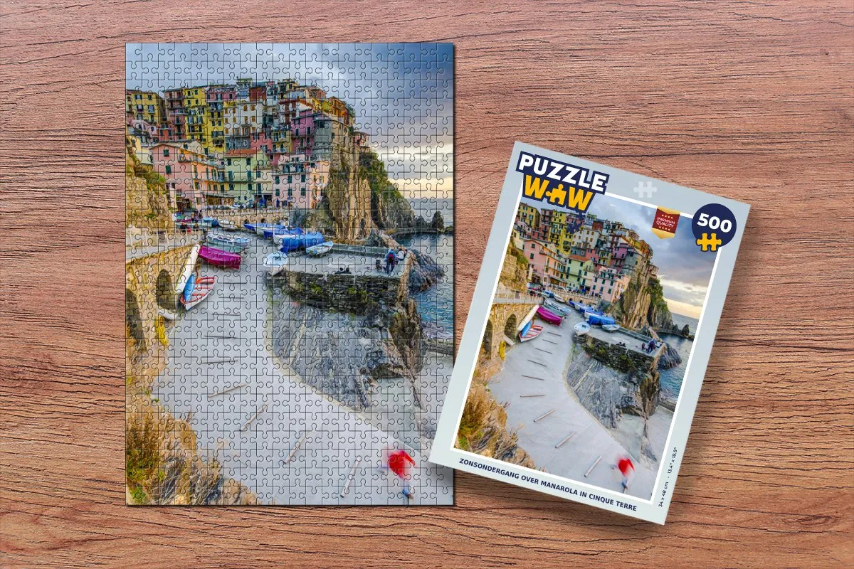 PuzzleWow Zonsondergang Manarola Legpuzzel 500 Stuks - Multicolor