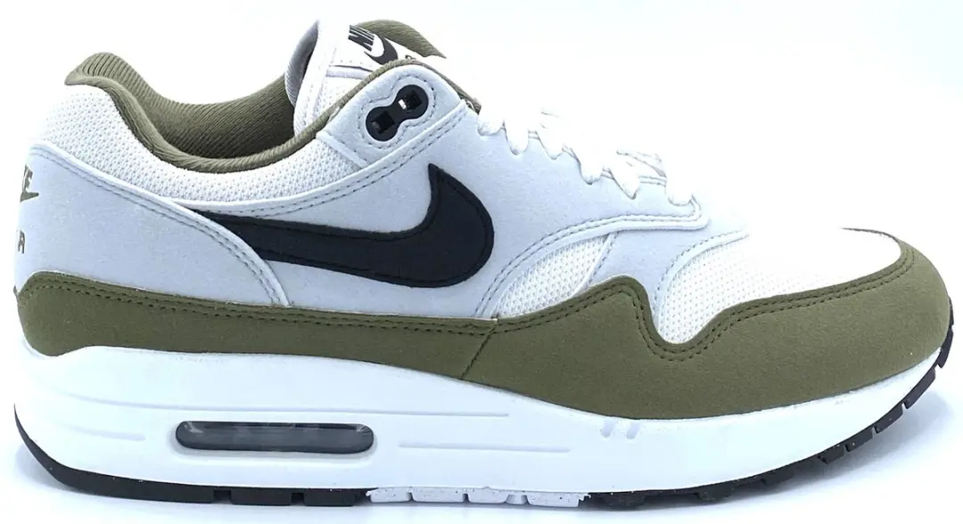 Nike Air Max 1 White Black Medium Olive/ Maat 42.5