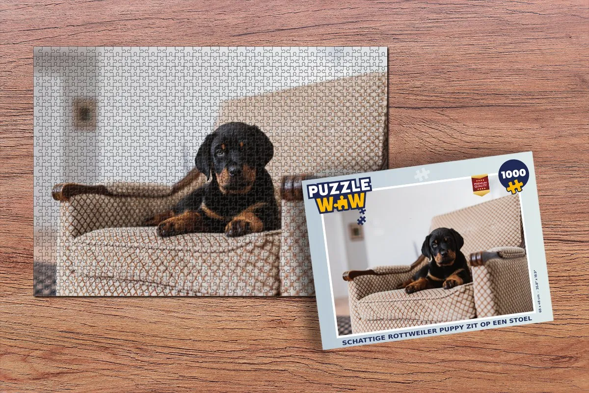 PuzzleWow Legpuzzel 1000 Stuks - Schattige Rottweiler Multicolor