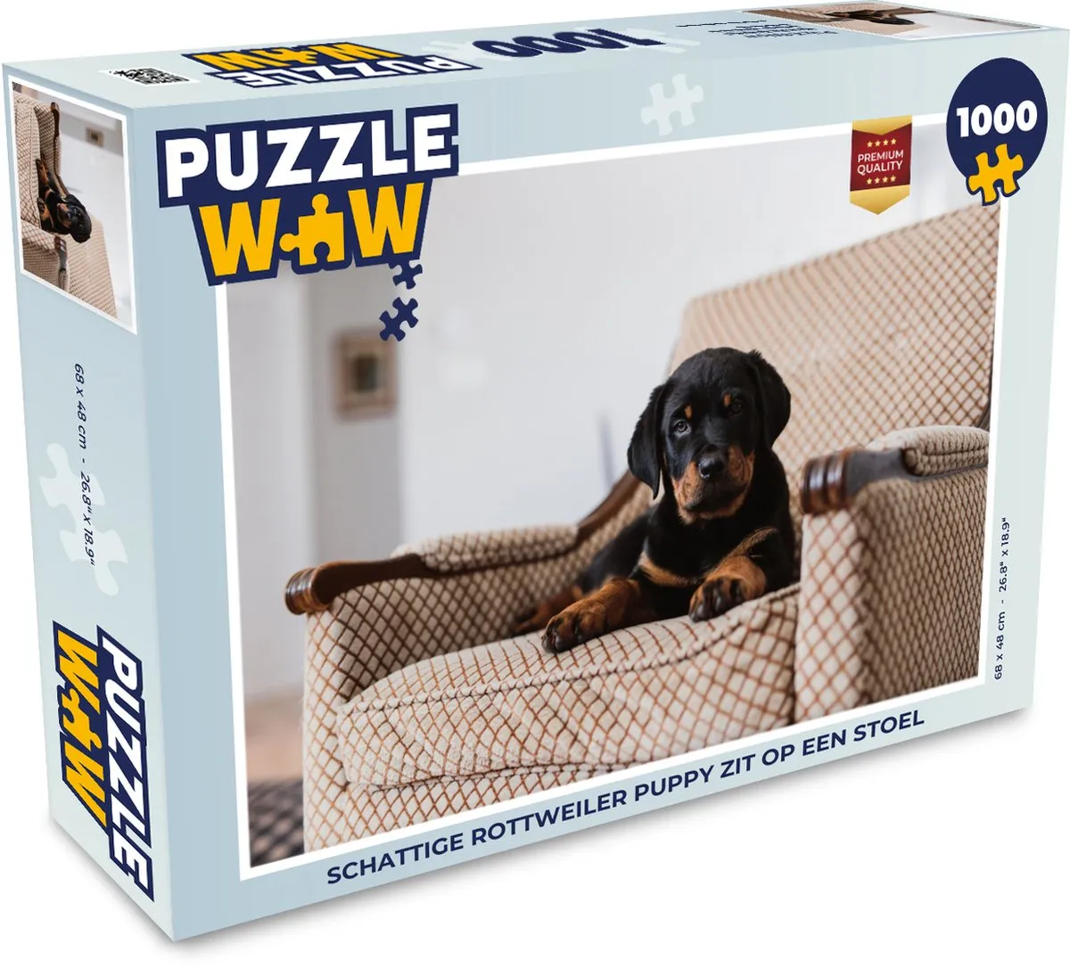 PuzzleWow Legpuzzel 1000 Stuks - Schattige Rottweiler Multicolor
